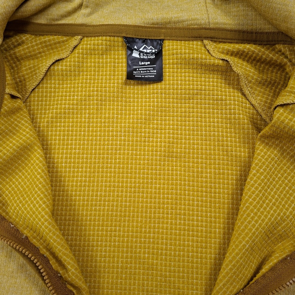 REI Co-op Hoodie Mens Large Grid Fleece 1/4 Zip Pullover Kangaroo Pocket Outdoor - Picture 7 of 9